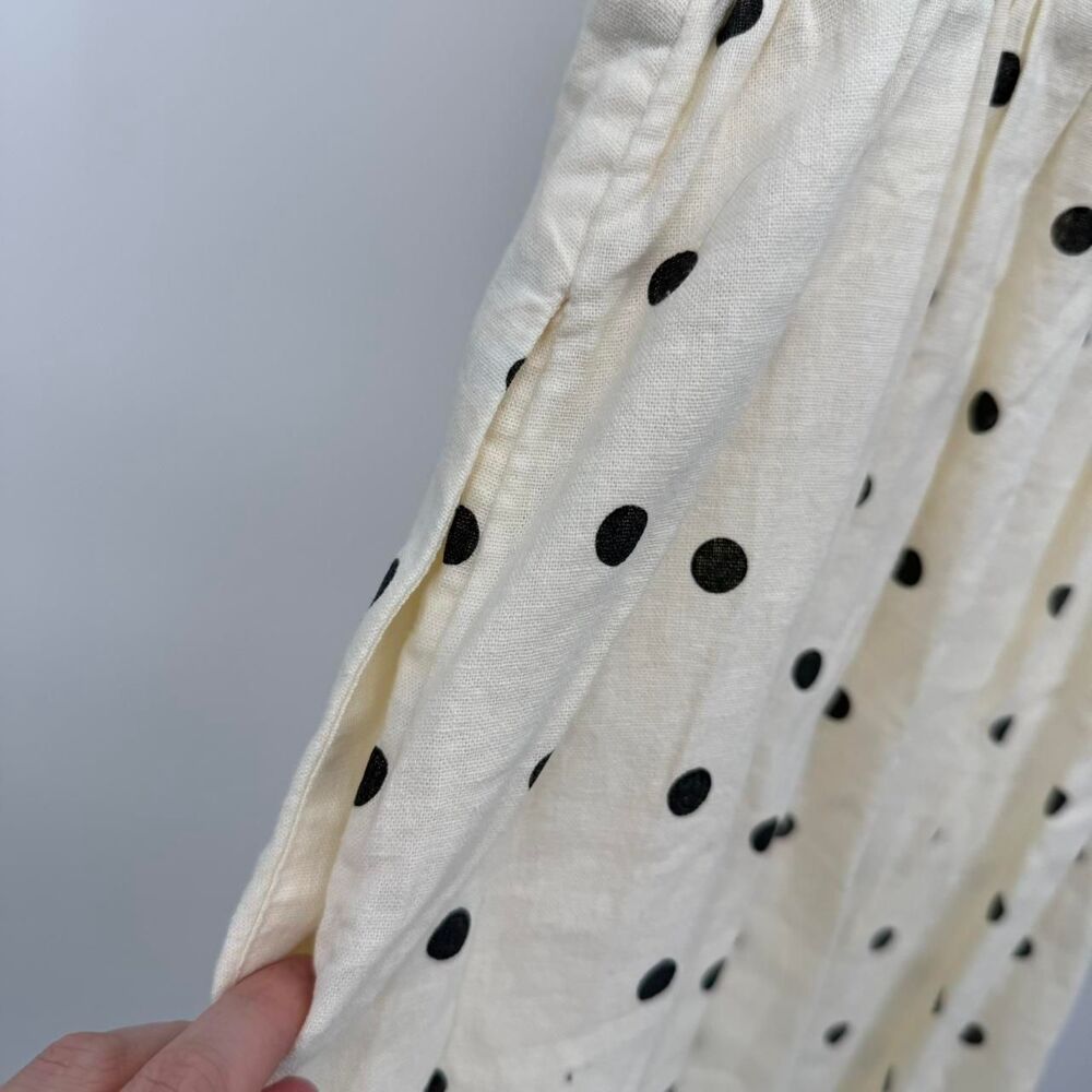 Old Navy Cream & Black Polka Dot Linen Blend Tie Shoulder Mini Dress Size Medium - Picture 7 of 9